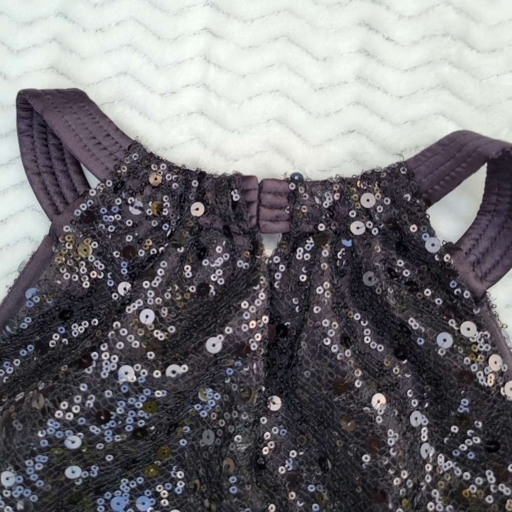 Tahari women's black sequin tank keyhole hope blouse - Picture 5 of 12